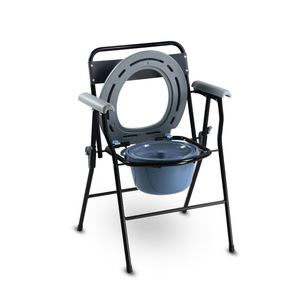 Foldable <b>Commode</b> <b>Chair</b> With Round Seat And Lid Portable Toilet For Elderly And Pregnant Women Anti Slip Design - Product Image 1
