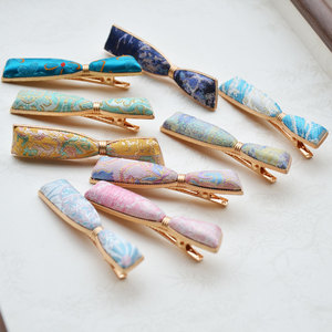 Song Jin Hair <b>Clip</b> Satin Bow Tie Manual Crafted For Hanfu Cheongsam Daily Use - Product Image 1