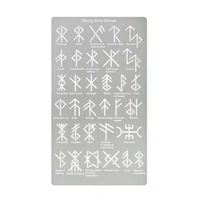 Pochoir en acier inoxydable avec runes vikings et oiseaux, modèle réutilisable pour l'alphabet runique nordique, pour la peinture, la gravure et les loisirs créatifs