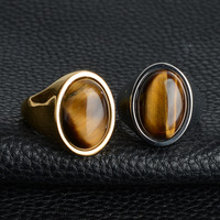 Bagues personnalisées en acier inoxydable et titane pour hommes, avec pierre naturelle, turquoise classique et pierres précieuses tendance