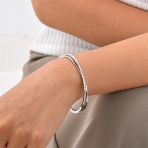 High End Jewelry <b>Bracelet</b> Fine Non Tarnish Stainless Steel Zircon <b>Bangle</b> <b>Bracelet</b> for Women - Product Image 2