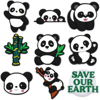 Breloques en PVC en forme de panda de dessin animé en gros, breloques pour coques de téléphone, décorations souples en caoutchouc pour chaussures, accessoires de bricolage pour sabots