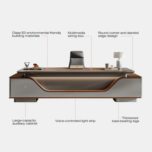 โต๊ะทำงานที่ทันสมัยหรูหราหรูหราหรูหราหรูหราสำหรับผู้บริหารไม้วีเนียร์สำหรับผู้จัดการทั่วไปสำหรับใช้ในบ้านสำนักงาน - Product Image 4