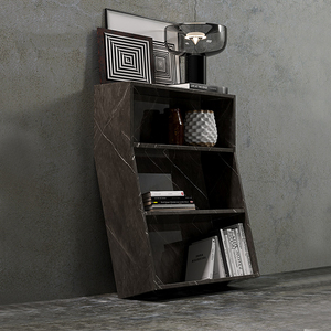 Étagère à livres en marbre blanc de style italien minimaliste, bibliothèque moderne haut de gamme simple pour le salon, meubles de maison - Product Image 4