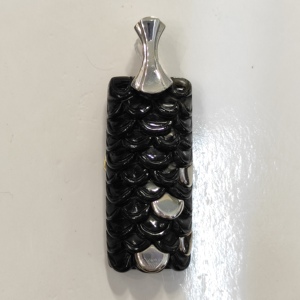 Pendentif rectangulaire en argent 925 avec œil de tigre bleu - Product Image 1