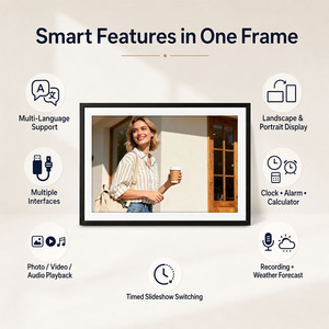 Cadre <span class=keywords><strong>photo</strong></span> numérique intelligent au design moderne de 15,6 pouces avec Wi-Fi, partage de photos sur le cloud, écran tactile, affichage IPS 1920x1080, horloge, MP4/MP3 - Product Image 5