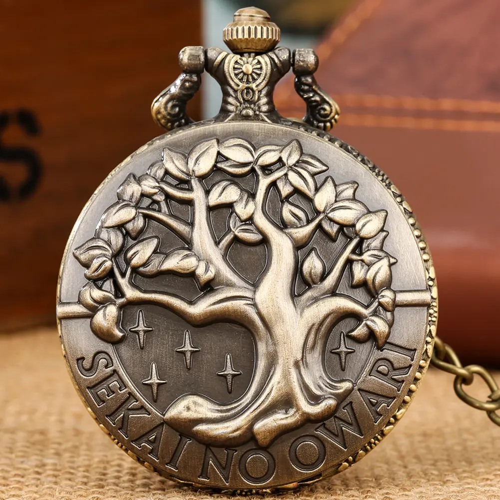 Wholesale Price Bronze Vintage Pendant Clocks Watches Keychain Steampunk Quartz Old Pocket Watch For The Tree of Life
