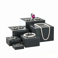 Présentoir noir pour buffet, traiteur, desserts, bijoux, objets de collection – Boîtes acryliques emboîtables en forme de cube avec fonds creux