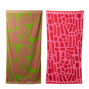 Serviette de plage jacquard teinte sur mesure 100% coton, motif géométrique, format rectangulaire, pour la plage - Product Image 2