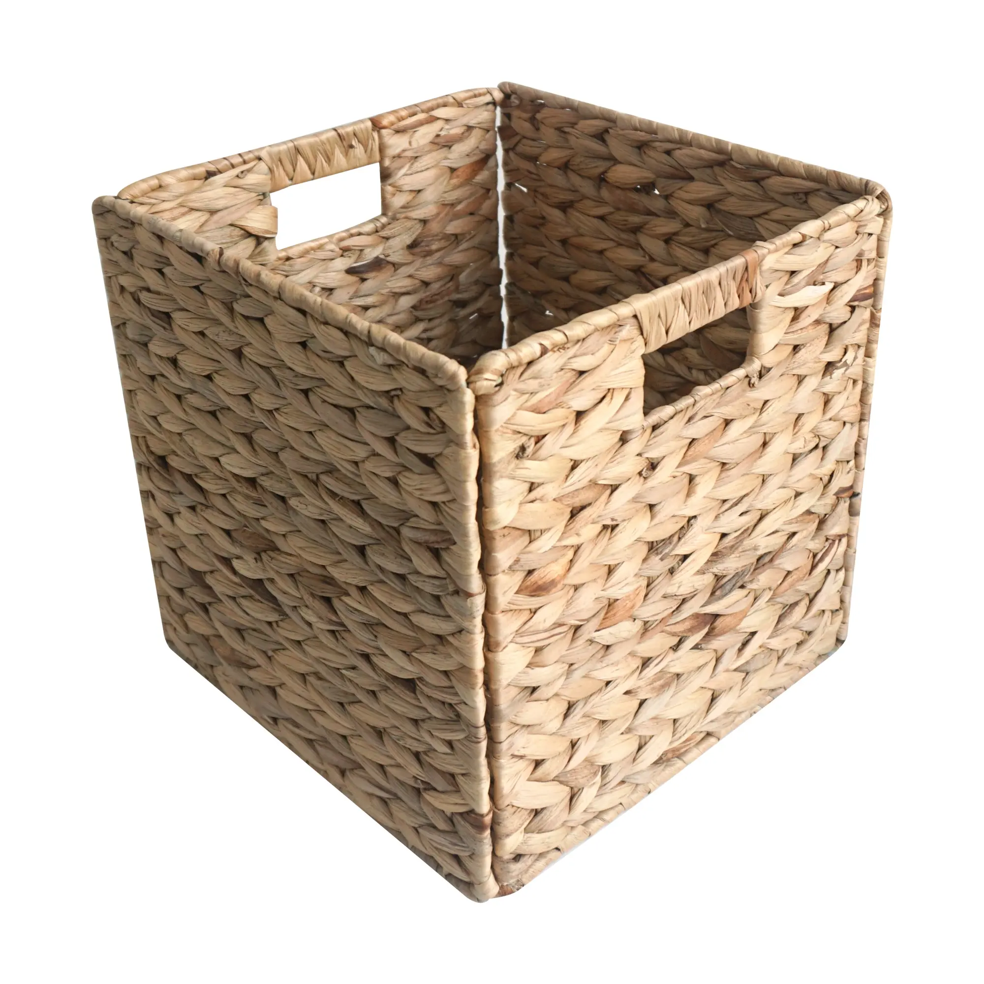 Xh caixa de armazenamento dobrável, 12 polegadas, tecido quadrado, hiacinth natural, para lavanderia