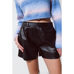 Pantaloncini corti in similpelle con dettaglio in vita - Product Image 5