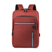 Mochila duradera de nailon a rayas para ordenador portátil con cierre de cremallera, Asa con correa, forro de poliéster, Puerto USB, material de PC de viaje Unisex