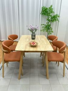 Juego de mesa de comedor de madera maciza de estilo nórdico, muebles de restaurante modernos y minimalistas, juego de muebles de restaurante para 6 personas - Product Image 1