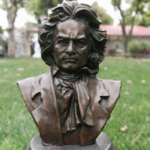 Sculpture Beethoven Pour Jardin - Fer Rouille - Style Antique - 20x35x10cm - 5,7kg