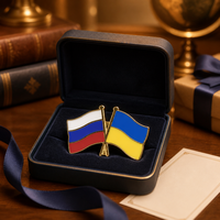 Pin de Solapa Esmaltado de Bandera Cruzada Rusia-Ucrania, Broche de Metal Dorado, Regalo Diplomático de Comercio para Negocios, Venta al por Mayor
