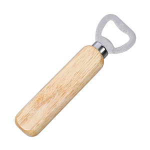 Abridor de botellas de madera maciza, acero inoxidable, 14x4cm, mango de roble, para uso en el hogar o bar. - Product Image 4
