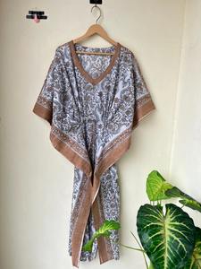 Caftán Largo de Algodón con Estampado Indio para Futura Mamá, Vestido de Playa, Ropa de Dormir, Vestido Maxi Caftán, Cubre Bikini - Product Image 5