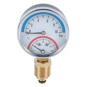 Hot water heater steam boiler temperature pressure gauge 10bar 4 bar 120 degree