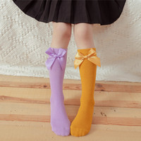 Chaussettes mi-mollet pour enfants, couleur unie, avec nœud, pour jeunes et plus âgés, style pliable, réversibles, à jambe droite, sans talon, pour filles