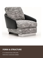 Fauteuil d'appoint moderne en tissu et similicuir avec accoudoirs noirs pour salon et hall d'hôtel