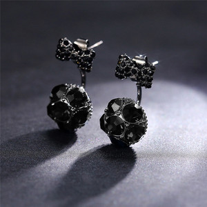 Orecchini a perno neri con fiocco per donna, con cristalli e pendenti, accessori dolci e alla moda per tutti i giorni - Product Image 1