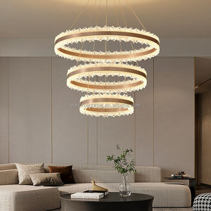 Lustre commercial moderne de luxe 1-3 cercles 120W à LED Lustre tricolore Galcier Brossé Or/Argent 2025 Éclairage suspendu - Product Image 4