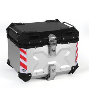Vcan 45L Aluminium Alloy Top Box Modern Black Silver Waterproof Motorcycle Tail Boxes
