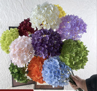 Hydrangea artificiel en soie, bouquet à tige unique, motif gaufré écologique, pour cérémonie de mariage