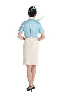 エアスチュワーデスベージュジャケットスカート + ブルーシャツ3ピースアジア诸国パイロット制服韩国航空スチュワーデス制服 - Product Image 6