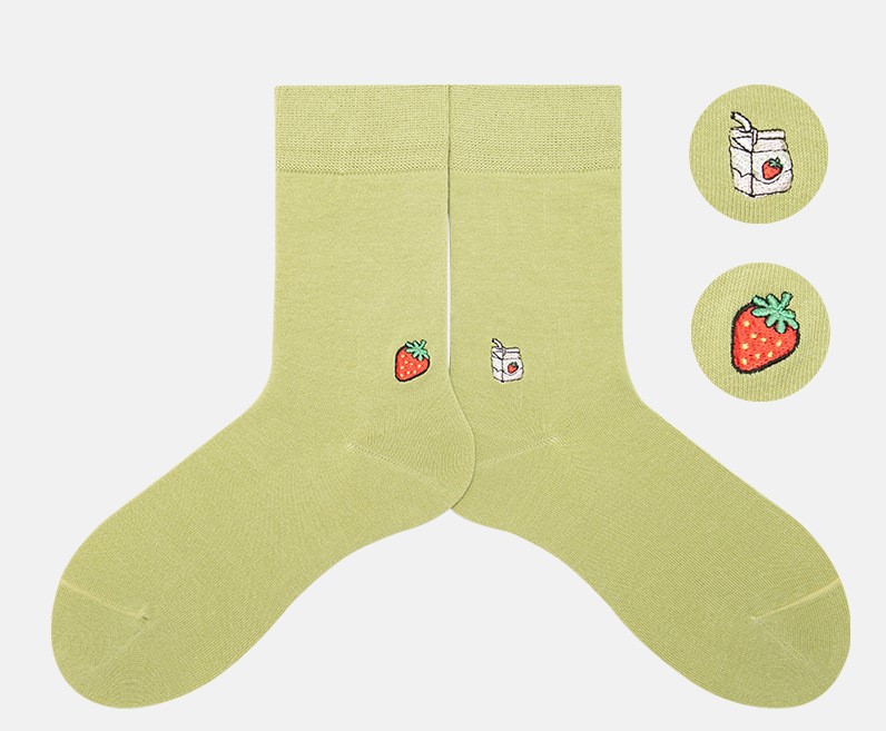 Cartoon Fruit Animals Cozy Socks Custom Logo Embroidered Socks Knitted