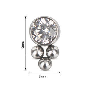 Vendita diretta della fabbrica per bambini in titanio Piercing al naso gioielli con zircone orecchio all'ingrosso alla moda orecchini Piercing - Product Image 2