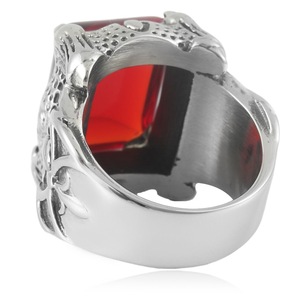 Anillo de Acero Inoxidable con Forma de Animal para Hombre, con Bisel de Piedra Preciosa Roja y Piedra Cuadrada, Estilo Punk, Regalo de Joyería - Product Image 3