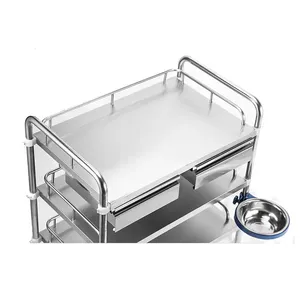 Durable Stainless Steel <strong>Dressing</strong> <strong>Trolley</strong> Medical <strong>Trolley</strong> Cart Specification - Product Image 2