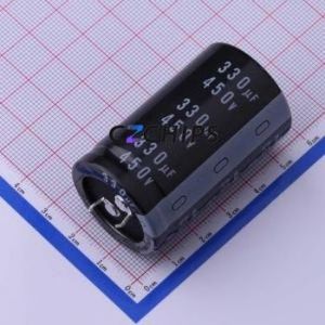 Condensateur électrolytique en aluminium à encliquetage LGU2W331MELB, composant traversant (THT), D30xL50mm 330uF 20% 450V 10mm - Product Image 1