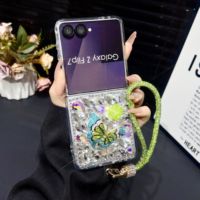 Funda para Teléfono con Lazo de Diamantes y Cadena, Envío Gratis para Samsung Fold 8 7 6, Envío Gratis para Samsung Z Flip 7 6 5 con Brillantina