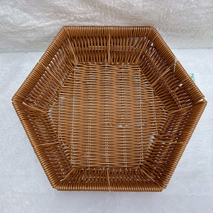 Hexagonal Rattan Woven <b>Basket</b> 2.0-3.0L Handmade Storage For Snacks Food Container - Product Image 2
