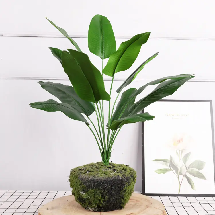 Árvore de banana artificial em vasos, plantas verdes de decoração em forma de árvore de banana, plantas artificiais