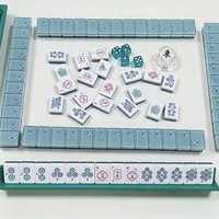 Jeu de Mahjong Classique Moderne de Style Américain, Tuiles en Acrylique Effet Écaille de Tortue, Durable, Résistant à l'Eau, Portable pour 4 Joueurs