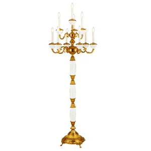 传统清真寺设计金色和白色仪式蜡烛落地灯，金属黄铜豪华阿拉伯立灯卧室装饰