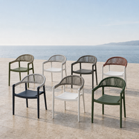 Chaise de bistrot pour balcon avec siège en corde tressée, pour petit appartement, cour, café, véranda, fauteuil d'extérieur empilable