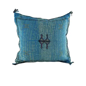Синие декоративные марокканские подушки, оптовая продажа, подушка ручной работы из марокканского кактуса