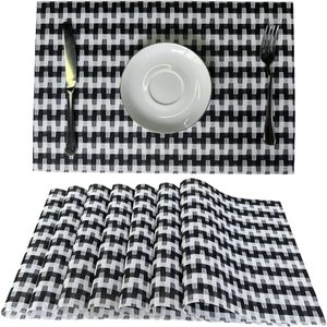 Manteles Individuales Clásicos a Cuadros Blancos y Negros, de Vinilo/Plástico Tejido, para Mesa de Cocina, Interior/Exterior, Lavables - Product Image 1