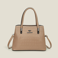 Tas Tangan Tote Bermotif Buaya Kulit Imitasi Dekorasi Logo Logam Tas Selempang Kapasitas Besar yang Dapat Dilepas untuk Belanja Sehari-hari