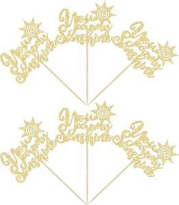 Décorations de cupcakes « You Are My Sunshine » avec paillettes dorées, soleil souriant, pour mariage, fiançailles, fête prénuptiale - Product Image 3