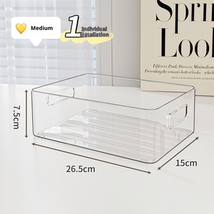 Máy tính để bàn lưu trữ hộp hiện đại đơn giản Mỹ phẩm phù hợp với giỏ ký túc xá đồ ăn nhẹ đồ lặt vặt nhỏ nhựa hình chữ nhật trong suốt - Product Image 6