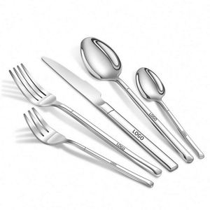 Juego de Cubiertos de Acero Inoxidable Estilo Simple, Personalizado de Fábrica, Cuchara y Tenedor Plateados, para Bodas, Fiestas y Restaurantes, Venta al Por Mayor - Product Image 1