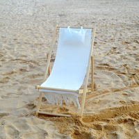 LOTUS Ensemble de chaises de plage personnalisées en bois massif rayé et toile à glands Chaises de plage pliantes inclinables de jardin mignonnes Parapluie droit pour