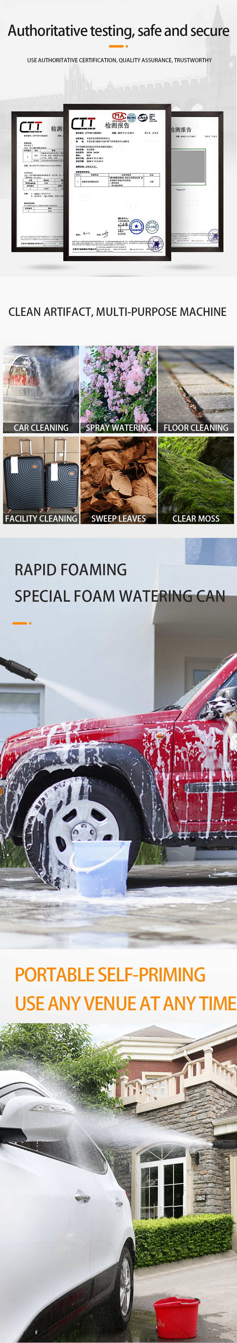Portable Electric Cold Water High Pressure Car Cleaning Washer gun kit