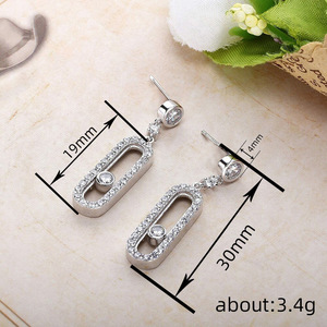 Pendientes de Oro Blanco con Diamantes, Engaste Geométrico, Corte Brillante Redondo, Joyería Fina de Lujo para Mujer, para Boda - Product Image 6