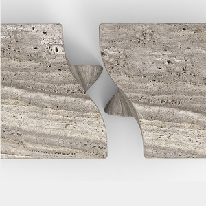 Kumusi โต๊ะรับประทานอาหาร Grey travertine โต๊ะในครัวหินธรรมชาติหรูหราที่กำหนดเอง - Product Image 5